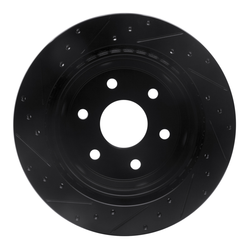 Cadillac Escalade Brake Rotor (1) - Rear Right - R1 Concepts - Drilled & Slotted - Black - `00-`14